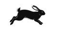 Of a rabbit mid leap depicted in solid black against a white Royalty Free Stock Photo