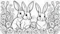 Rabbit monochrome ink design pencil line sketch