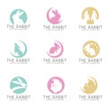 The Rabbit on the moon logo vector set design Royalty Free Stock Photo