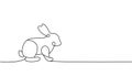 Rabbit one line continuous drawing. Bunny symbol. Farm animal continuous one line illustration. Vector minimalist linear