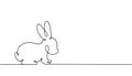 Rabbit one line continuous drawing. Hare continuous one line illustration. 2023 Chinese Year. Year of the Rabbit. Vector