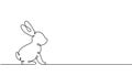 Rabbit one line continuous drawing. Hare continuous one line illustration. 2023 New Year. Year of the Rabbit. Vector
