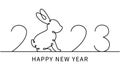 2023 Rabbit one line continuous drawing. Year of the Rabbit. Hare continuous one line illustration. Chinese Lunar Year