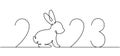 Rabbit one line continuous drawing. Year of the Rabbit 2023. Hare one line illustration. Chinese Lunar Year 2023. Vector