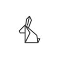 Rabbit origami line icon