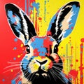 Colorful Pop Art Rabbit Painting With Intense Gaze