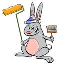 Rabbit painter cartoon character