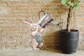 Rabbit painting on the brick wall