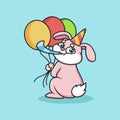 Rabbit with Party Costume Cartoon. Animal Vector Icon Illustration, Isolated on Premium Vector Royalty Free Stock Photo