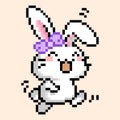 Rabbit pattern. Pixel happy rabbit image.