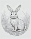 Rabbit pencil line drawing minimalist artist