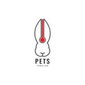 Rabbit pets temperature health logo design vector Royalty Free Stock Photo
