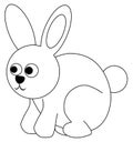 Rabbit, picture for children to be colored, black and white, isolated. Royalty Free Stock Photo