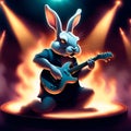 Rabbit plays a guitar solo Royalty Free Stock Photo