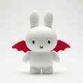 A rabbit plush with red bat wings. Royalty Free Stock Photo