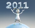 Rabbit present 2011 new year Royalty Free Stock Photo