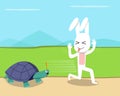 Rabbit ran over the turtle, vector design Royalty Free Stock Photo