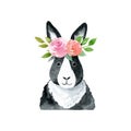 Rabbit with rose wreath