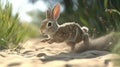 Rabbit Running on Sand Royalty Free Stock Photo