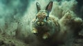A rabbit running through the sand in the sand Royalty Free Stock Photo