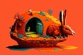 A rabbit\'s home, created by generative Ai