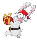 Rabbit Santa with gift box