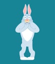 Rabbit scared OMG. Hare Oh my God emoji. Frightened Animal. Vector illustration