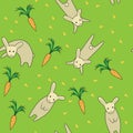 Rabbit seamless pattern green color