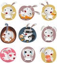 Rabbit Set Bunny, Cony, Leveret with carrot