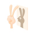 Rabbit, shadow puppet icon, cartoon style