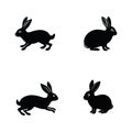 Rabbit Silhouette Collection, Hare and Bunny Vector Icon Set Royalty Free Stock Photo