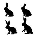 rabbit silhouette collection Royalty Free Stock Photo