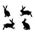 rabbit silhouette pack Royalty Free Stock Photo