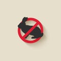 Rabbit silhouette. Pest icon stop sign Royalty Free Stock Photo