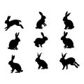 rabbit silhouettes collection Royalty Free Stock Photo