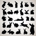 rabbit silhouettes. Vector illustration decorative background design Royalty Free Stock Photo