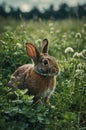 Adorable Wild Rabbit in Green Meadow Royalty Free Stock Photo