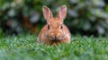 Rabbit Sitting in Grass, Gazing at Camera Royalty Free Stock Photo