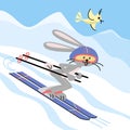 rabbit skiing downhill