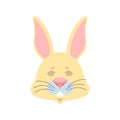 Rabbit sleeping emoji. Hare asleep emotions. Animal dormant. Vector illustration