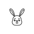 Rabbit slightly smiling face emoticon line icon