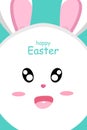 Rabbit smiles face, cute cartoon cover book wraping, banner, Happy Easter, bunny animal, Kawaii style, background texture vector Royalty Free Stock Photo