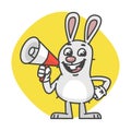 Rabbit Smiles and Holds Megaphone
