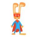 Rabbit Smiling Animal Dressed As Superhero With A Cape Comic Masked Vigilante Geometric Character