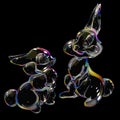 rabbit soap bubble shimmering rainbow glass