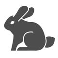 Rabbit solid icon. Sitting forest animal, simple silhouette. Animals vector design concept, glyph style pictogram on Royalty Free Stock Photo