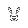 Rabbit squinting face emoticon line icon