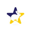 Rabbit star shape concept vector logo design.