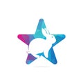 Rabbit star shape concept vector logo design.