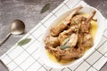 Rabbit stew in a sauce of wine and cream with the addition of mustard, garlic, thyme and sage. Royalty Free Stock Photo
